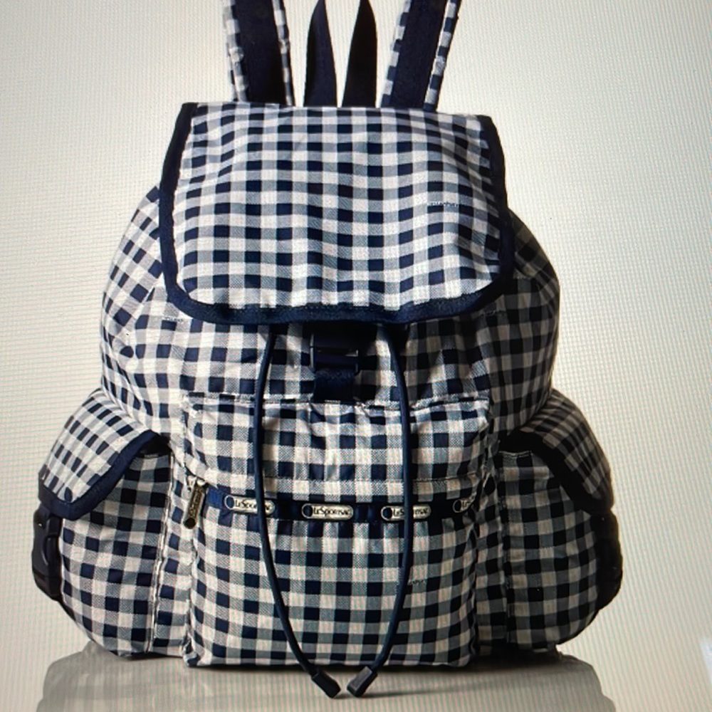 LeSportssac Voyager Backpack navy/white gingham print